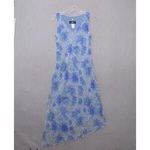 B Moss Dress 4 Vintage Blue Floral Fairy Y2K‎ 90s Asymmetrical Coquette Romantic